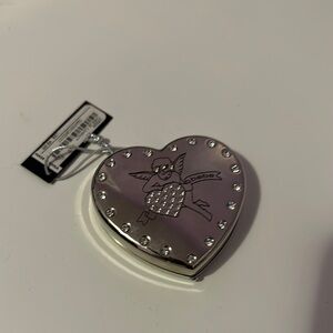 bebe Silver Heart Compact Mirror